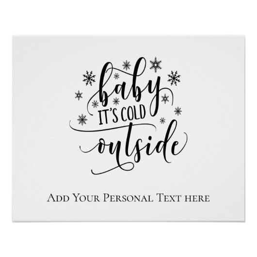 Poster Calligraphie personnalisée Bébé Il fait froid deho (Devant)