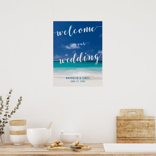 Poster Calligraphie Plage Mariage Réception Signal 18x24 (Cuisine)