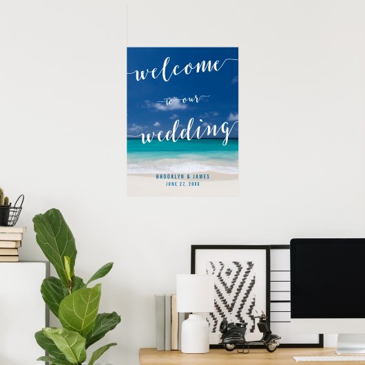Poster Calligraphie Plage Mariage Réception Signal 18x24 (Bureau à domicile)