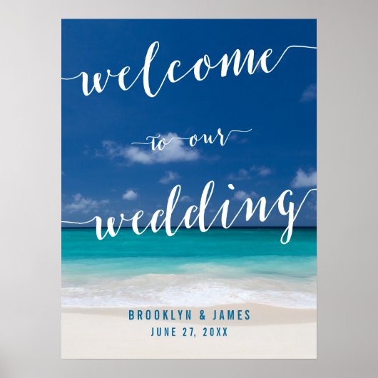 Poster Calligraphie Plage Mariage Réception Signal 18x24 (Devant)