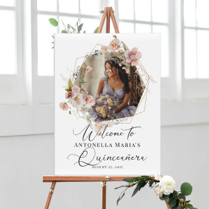 Poster Calligraphie Quinceanera photo bienvenue