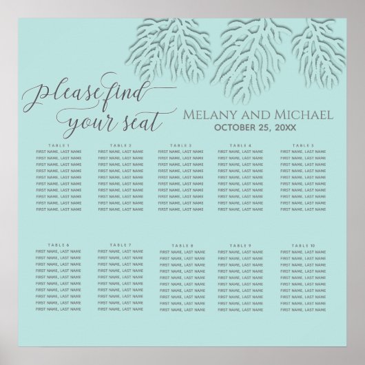 Poster Calligraphie romantique en relief bleu puriste (Devant)