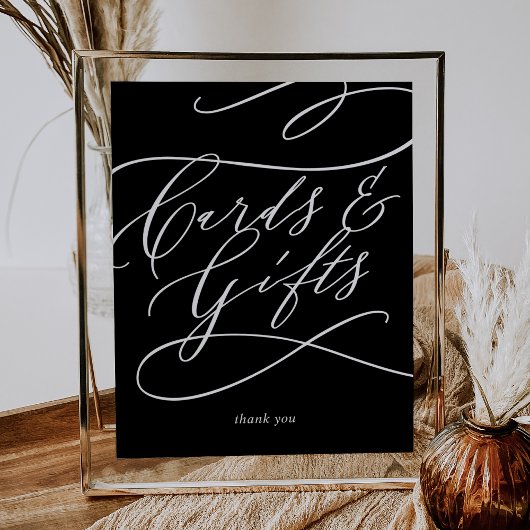 Poster Calligraphie romantique Noir foncé Cartes et Cadea