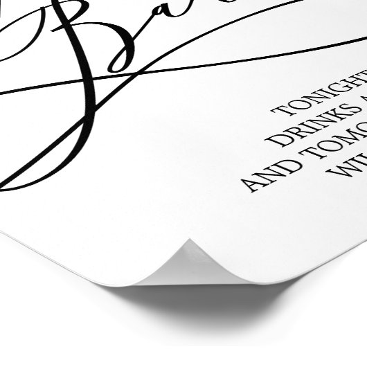 Poster Calligraphie romantique Open Bar Sign (Coin)