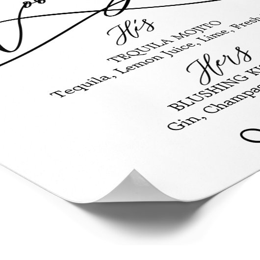 Poster Calligraphie romantique Sip Sip Hooray Mariage Bar (Coin)