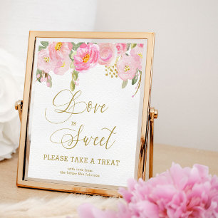 Poster Calligraphie Rose Doré Florale Prenez une Friandis