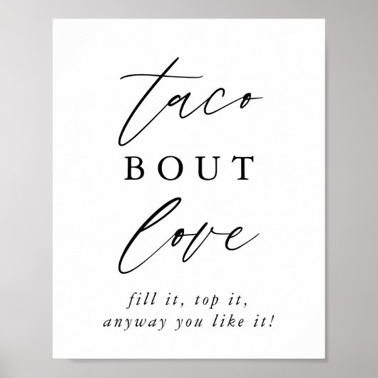 Poster Calligraphie rustique Taco Bout Love Taco Bar Sign (Devant)