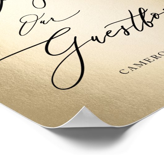 Poster Calligraphie Script Gold Guestbook Signal Mariage (Coin)
