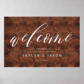 Poster Calligraphie Script Rustic Wood Welcome Mariage (Devant)