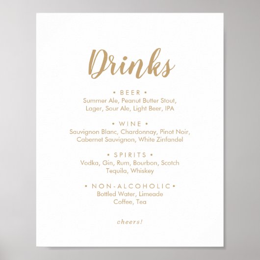 Poster Calligraphie simple | Panneau de menu de boissons  (Devant)