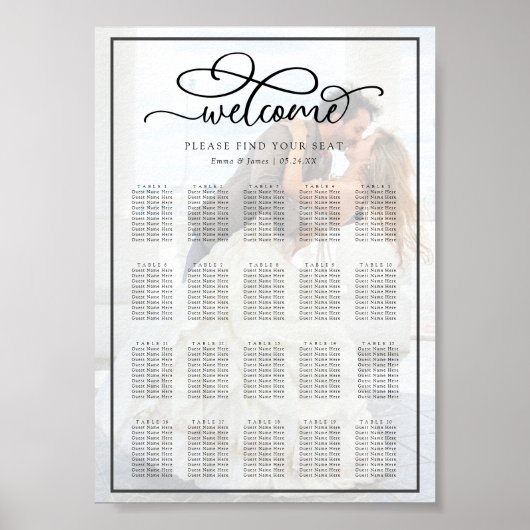 Poster Calligraphie superposition Mariage photo carte de (Devant)