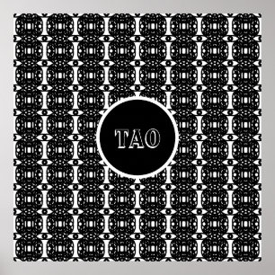 Poster Calligraphie taoïste noir et blanc élégante