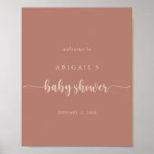 Poster Calligraphie Terracotta Baby shower Bienvenue (Devant)