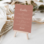 Poster Calligraphie Terracotta Mariage Boissons Menu Sign<br><div class="desc">Ce panneau calligraphie en terre cuite du menu des boissons mariage est parfait pour un mariage rustique. Le design sobre et élégant est caractérisé par une typographie classique et sophistiquée.</div>