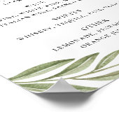 Poster Calligraphie verdoyante mariage boissons bar (Coin)