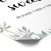 Poster Calligraphie verte Mariage L'amour est doux signe (Coin)