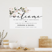 Poster Calligraphie Welcome Blush Floral Mariage Sign (Cuisine)