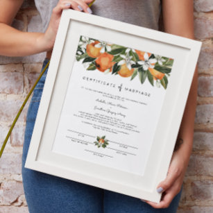 Poster Calliope - Certificat de mariage Orange Blossom