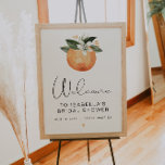 Poster CALLIOPE Citrus Orange Clementine Fête des mariées<br><div class="desc">Ce panneau d'accueil de douche nuptiale est orangé de mandarine d'aquarelle avec de mignons flancs blancs et une police de caractères amusante. Ce signe de bienvenue est parfait pour votre douche à thème agrumes ou brunch nuptial ou peut être utilisé pour tout autre événement d'inspiration fruitée tropicale.</div>
