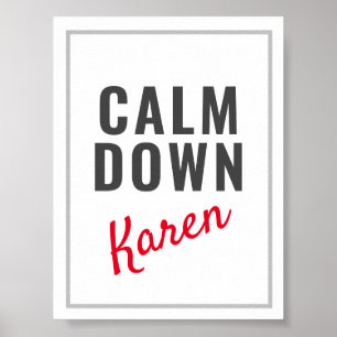 Poster Calm Down Karen Funny Personnalisable