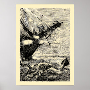 Poster Calmar géant de 20000 Lieues sous les mers.