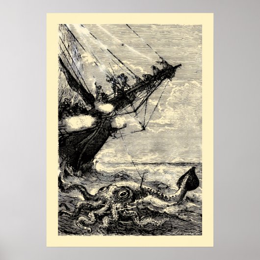 Poster Calmar géant de 20000 Lieues sous les mers. (Devant)