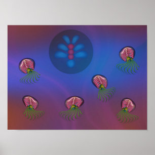 Poster Calmars de l'espace et forme humaine