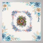 Poster Calme doux - Aquarelle Turquoise et rose (Devant)