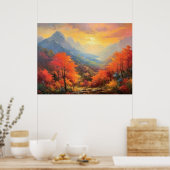Poster Calme Sunset Mountain Fall Art japonais (Cuisine)