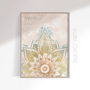 Poster Calme tonalité naturelle or mandala art spirituel 