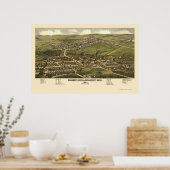 Poster Calumet et Red Jacket, MI Carte panoramique - 1881 (Cuisine)