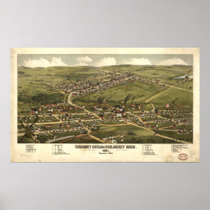 Poster Calumet Michigan 1881 Antique carte panoramique