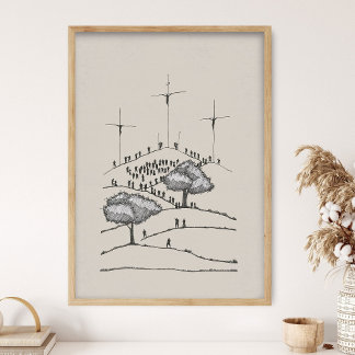 Poster Calvaire, Vieille Croix Rugueuse, Crucifixion, Art
