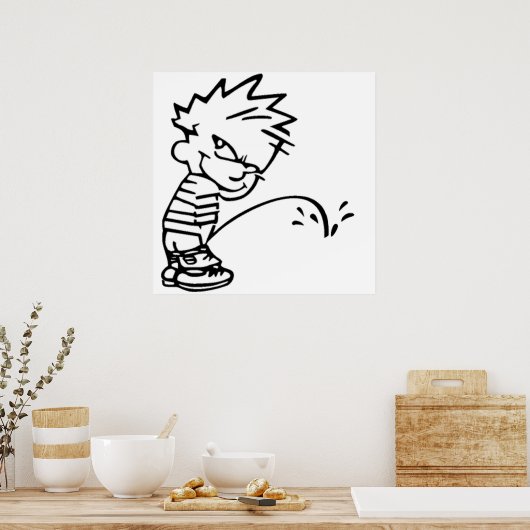Poster Calvin Peeing (Cuisine)
