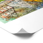 Poster Calw Allemagne Art Voyage Aquarelle main tirée (Coin)