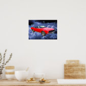 Poster Camaro rouge 1967 - Voiture et boulons de foudre (Cuisine)