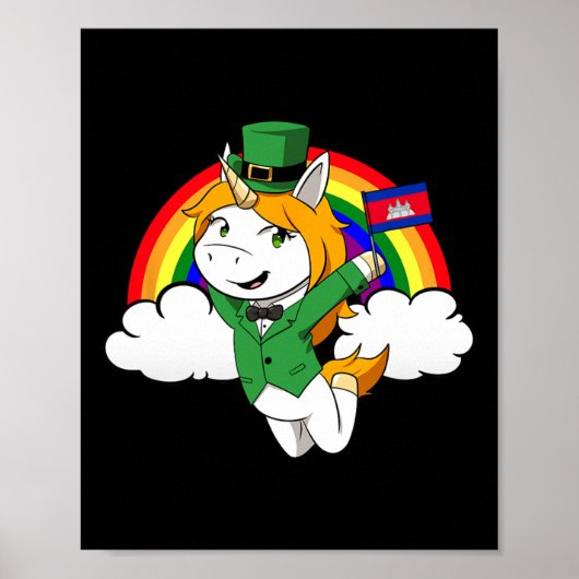 Poster Cambodge Fier Drapeau cambodgien Saint-Patricks Da (Devant)