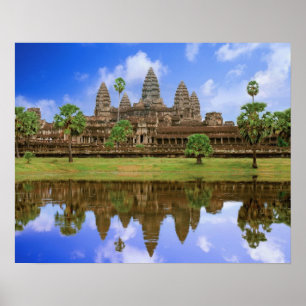 Poster Cambodge, Kampuchea, temple d'Angkor Vat.