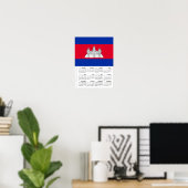Poster Cambodia 2026 Calendar, Large, Cambodian Flag (Bureau à domicile)