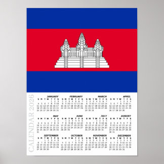 Poster Cambodia 2026 Calendar, Large, Cambodian Flag