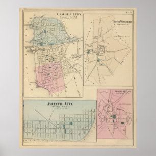 Poster Camden, Atlantic City, Woodbury, houx de Mt