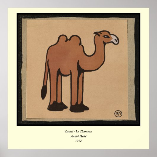 Poster Camel - Colorful Antiquarian Book Illustration (Devant)
