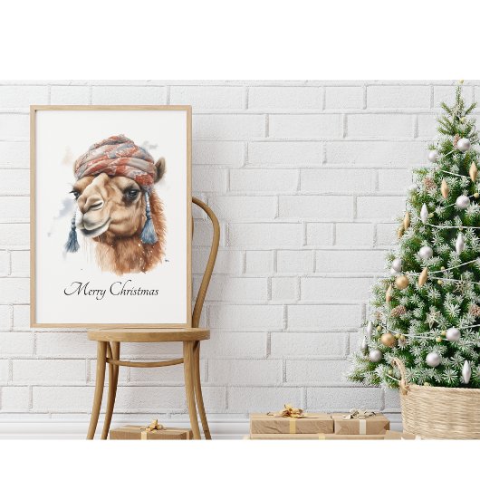 Poster Camel de Noël, personnalisable