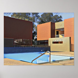 Poster Camel en bord de piscine no 1 Art Imprimer