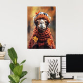 Poster Camel in Fall Clothes Art Print, Cozy Autumn (Bureau à domicile)