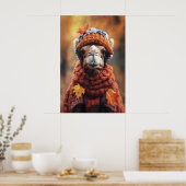 Poster Camel in Fall Clothes Art Print, Cozy Autumn (Cuisine)