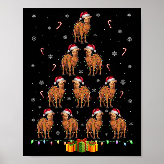 Poster Camel Santa Hat Noël Lumières Hommes Femmes Noël T (Devant)