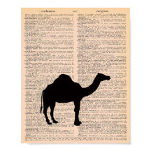 Camel Silhouette Dictionnaire Vintage Nursery Art