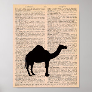 Poster Camel Silhouette Dictionnaire Vintage Nursery Art