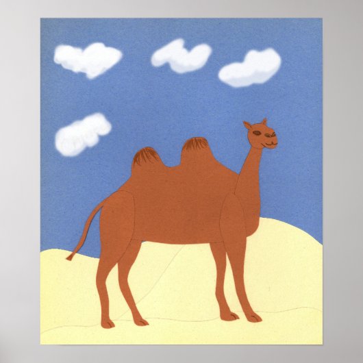 Poster Camel sur les dunes du désert (Devant)